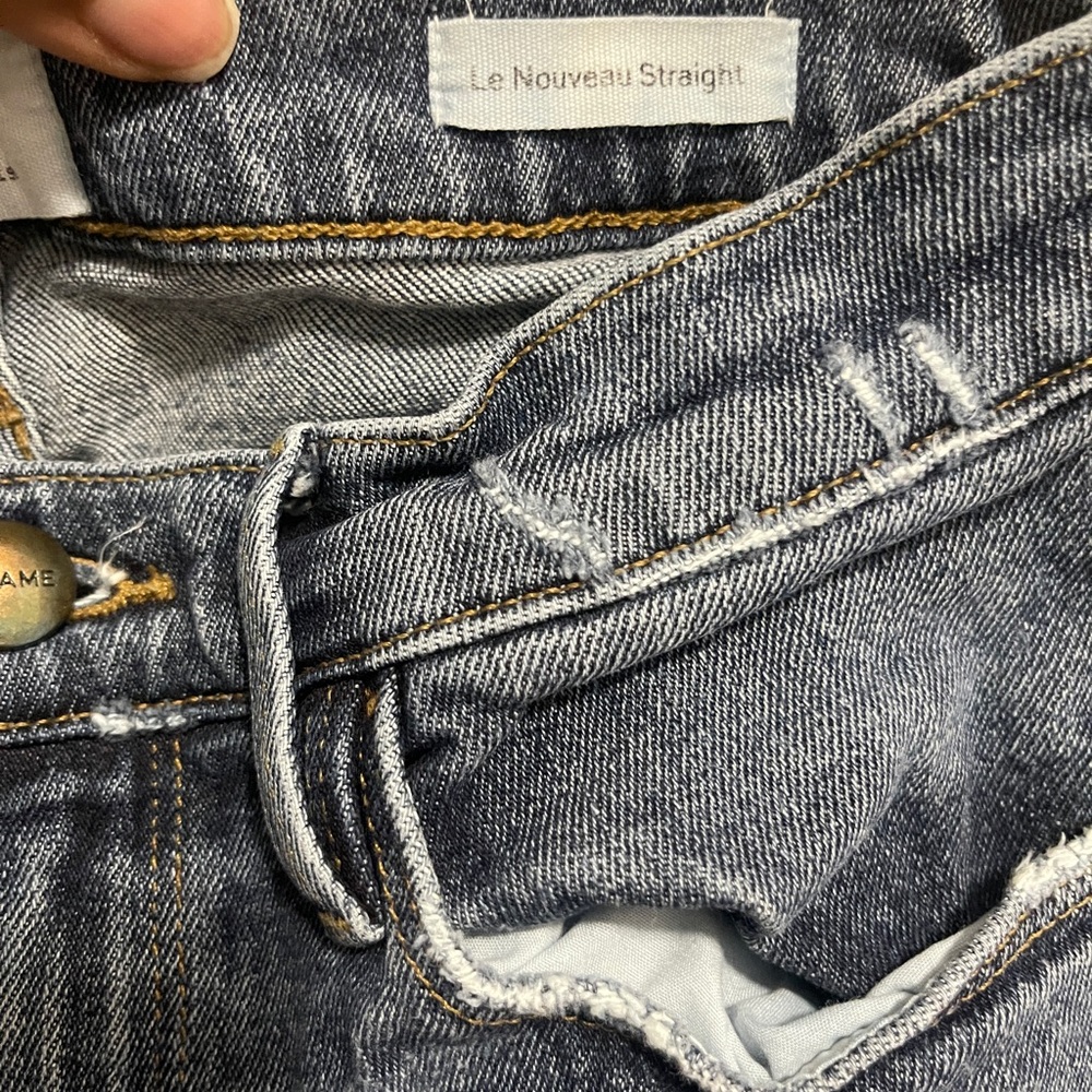 Frame Womens Jeans Size 25 Blue Le Nouveau Straight Distressed Denim Bottoms - Picture 8 of 12